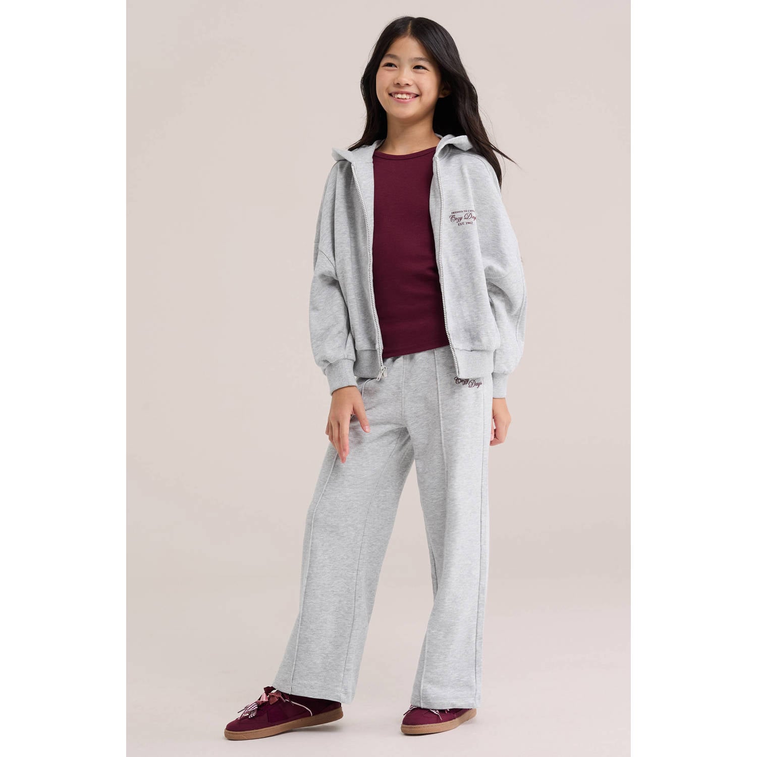 WE Fashion wide leg sweatpant grijs