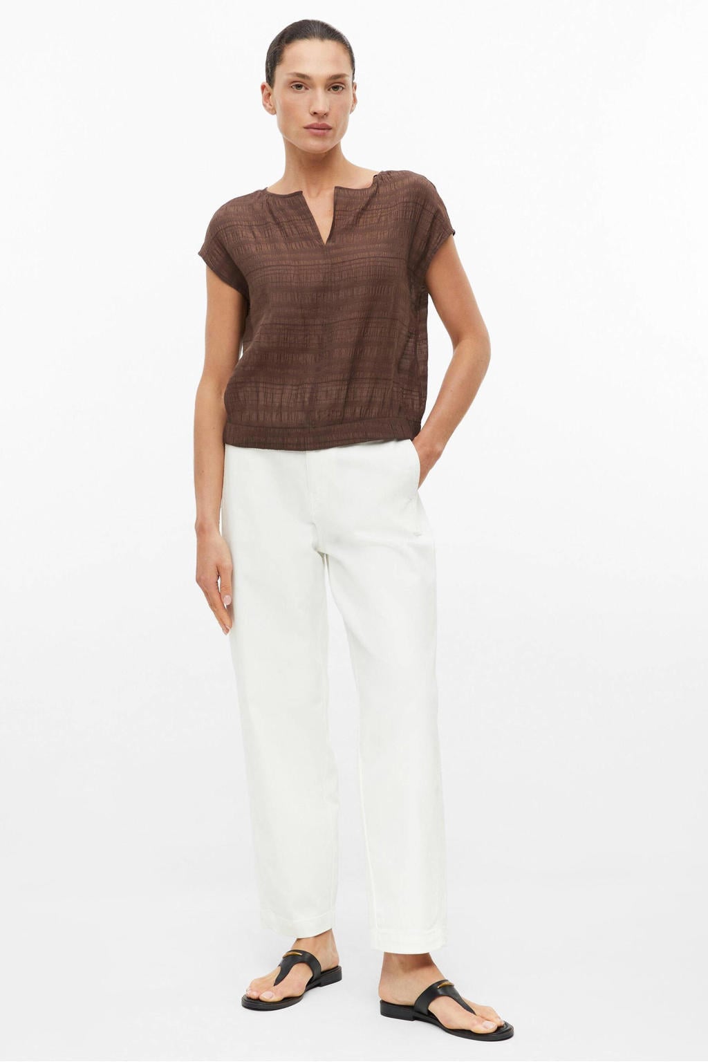 s.Oliver BLACK LABEL semi-transparante loose fit top - bruin