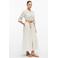 s.Oliver BLACK LABEL gestreepte midi blousejurk met driekwart mouwen en linnen - beige