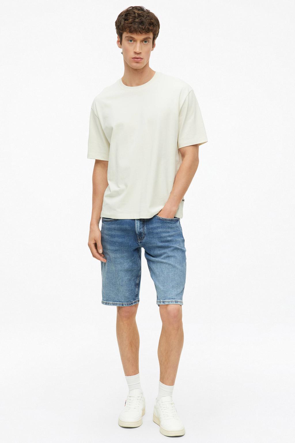 s.Oliver straight leg denim short - lichtblauw