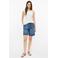 s.Oliver loose fit denim short met plooien - mediumblauw