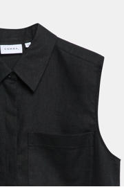 thumbnail: comma blouse met linnen - zwart