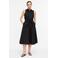 comma broderie midi jurk - zwart