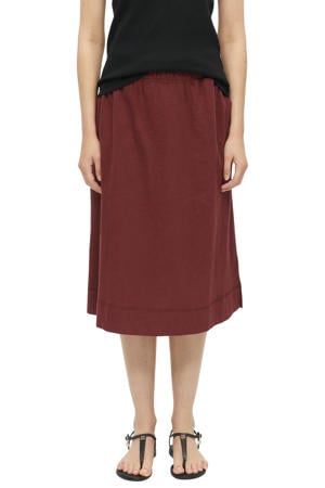 relaxed fit midi rok - donkerrood
