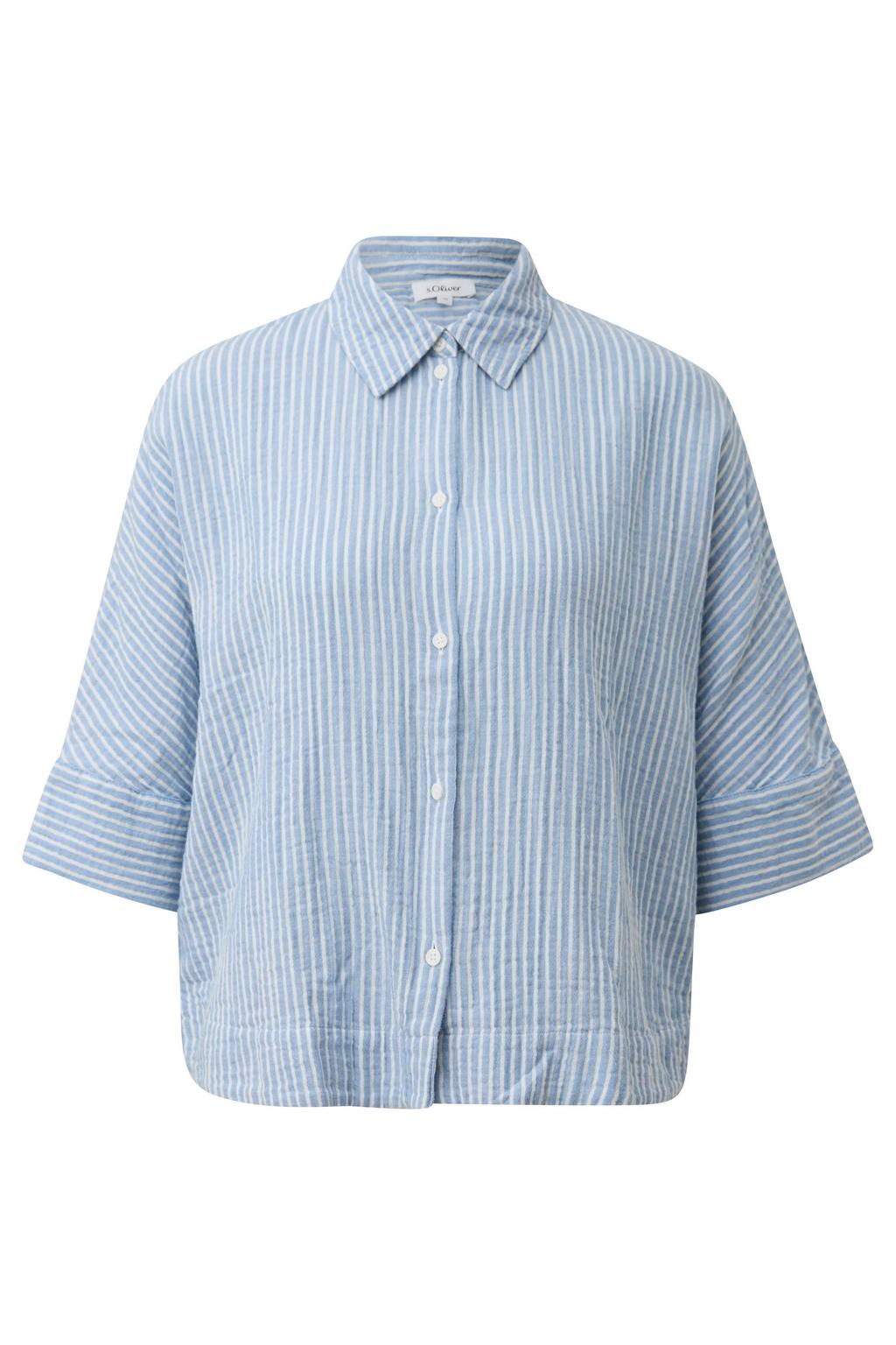 s.Oliver Curve relaxed fit gestreepte blouse met vleermuismouwen, Plus Size - lichtblauw
