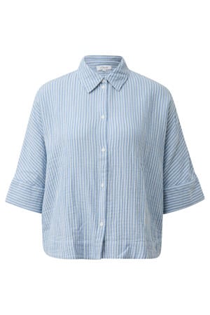 relaxed fit gestreepte blouse met vleermuismouwen, Plus Size - lichtblauw