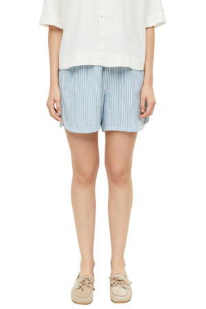 high waist regular fit casual gestreepte short - lichtblauw