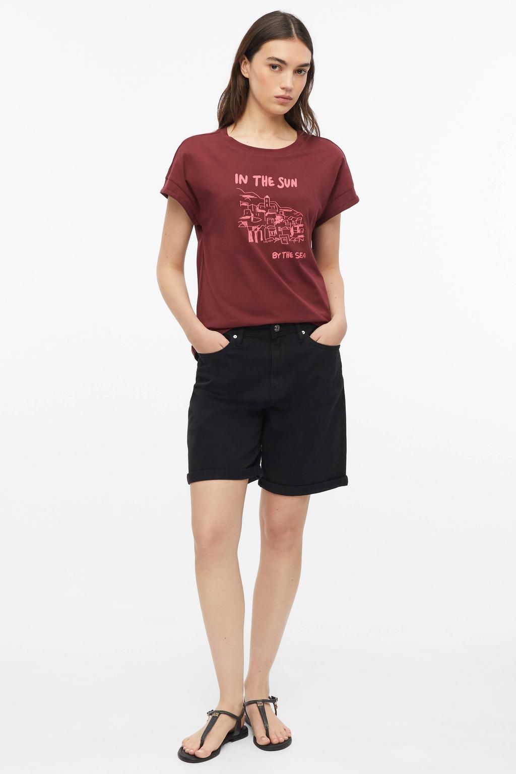 s.Oliver relaxed fit top met print - donkerrood
