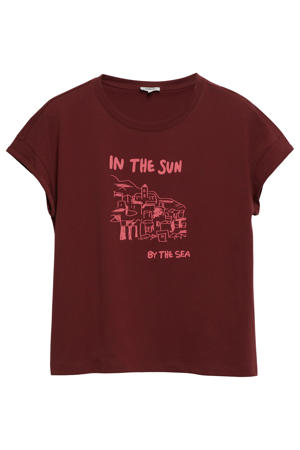 relaxed fit top met print - donkerrood