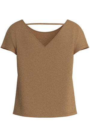 regular fit top met glitters - beige