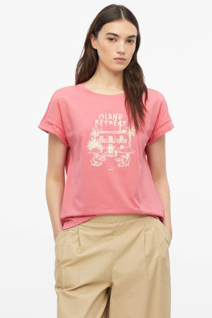 relaxed fit top met print - koraalrood
