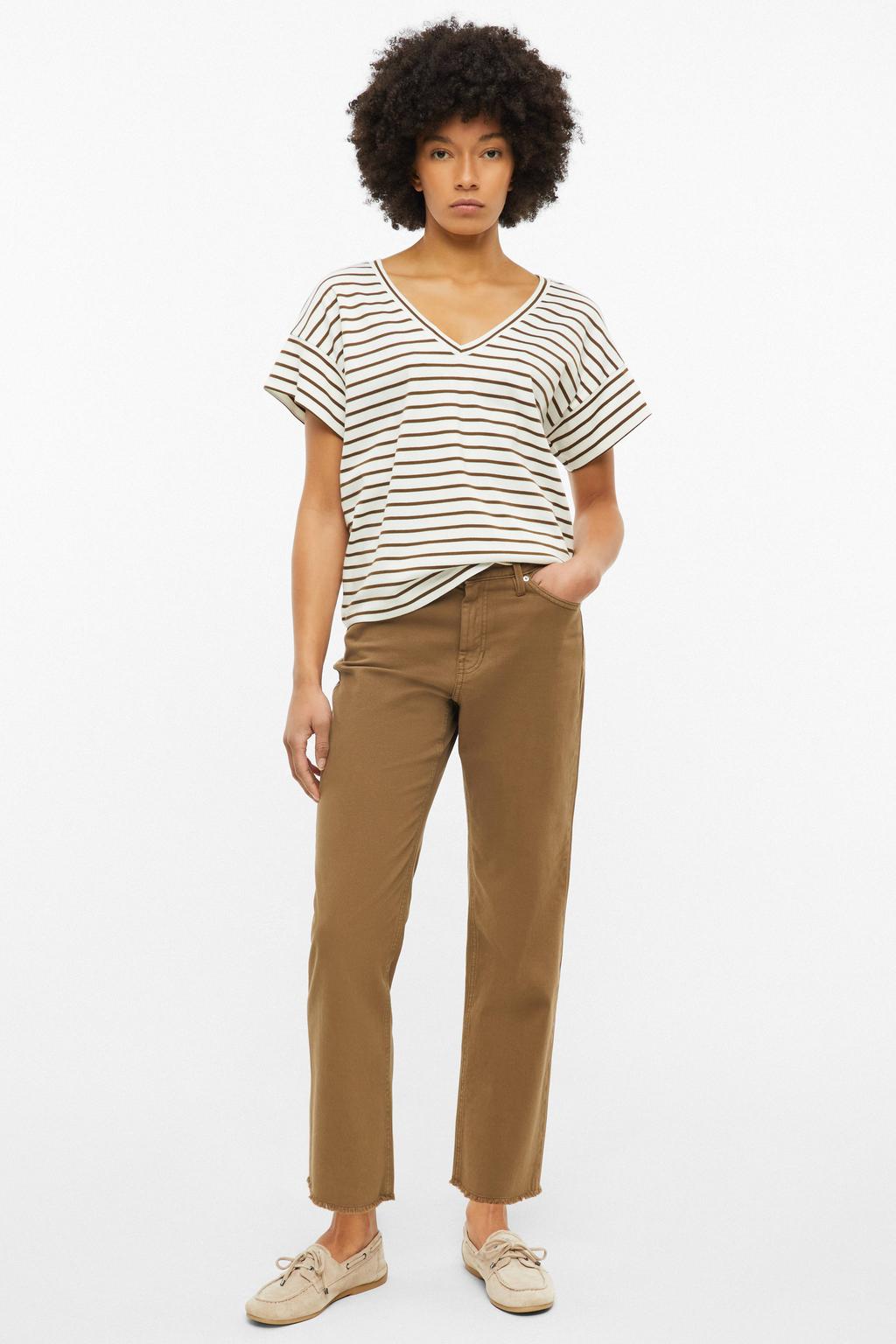 s.Oliver relaxed fit gestreepte T-shirt - bruin