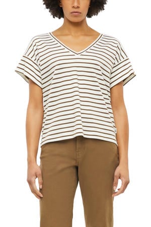 relaxed fit gestreepte T-shirt - bruin