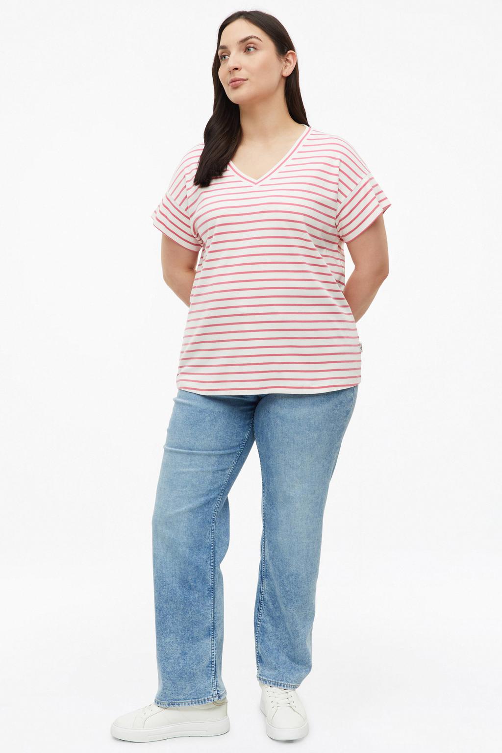 s.Oliver Curve relaxed fit gestreept T-shirt Plus Size - roze