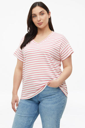 relaxed fit gestreept T-shirt Plus Size - roze
