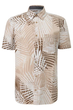 regular fit casual overhemd met print - beige