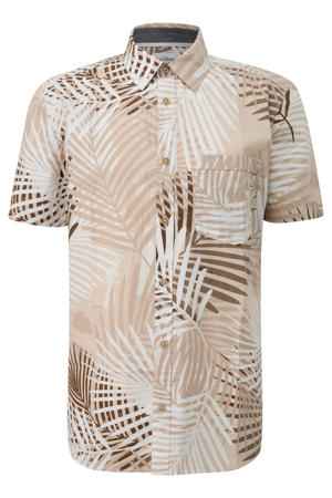 regular fit casual overhemd met print - beige