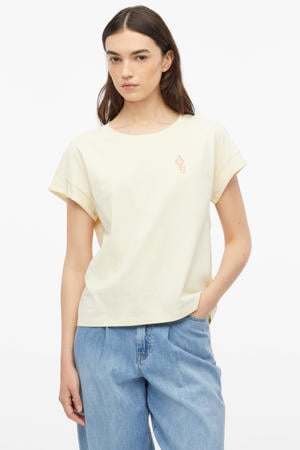 relaxed fit top met print - lichtgeel