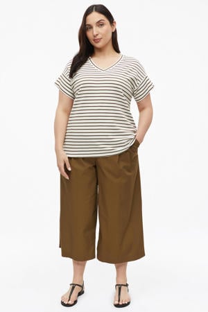 relaxed fit gestreept T-shirt Plus Size - bruin