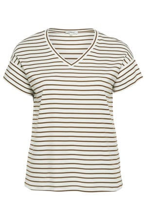 relaxed fit gestreept T-shirt Plus Size - bruin