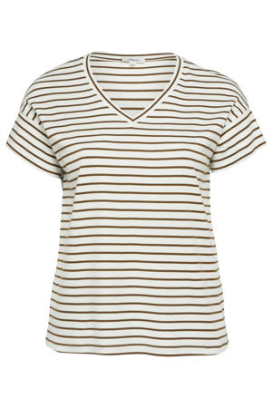 relaxed fit gestreept T-shirt Plus Size - bruin