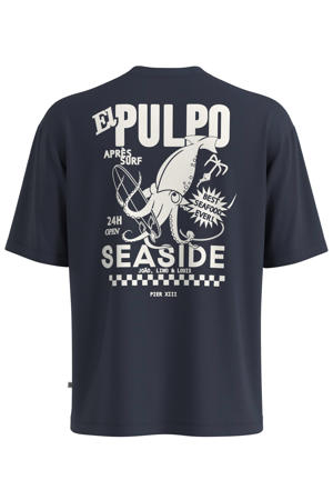 relaxed fit T-shirt met backprint - blauwzwart