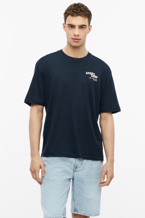 relaxed fit T-shirt met backprint - blauwzwart