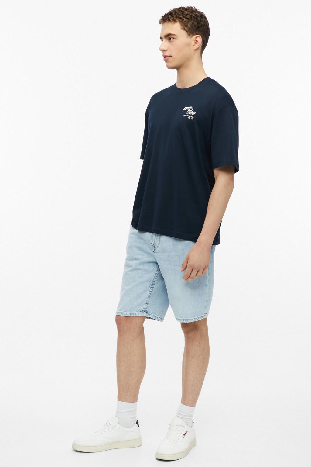 s.Oliver relaxed fit T-shirt met backprint - blauwzwart