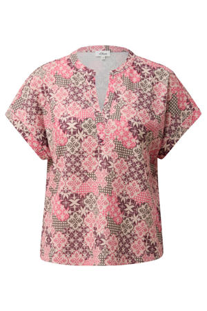 relaxed fit top Plus Size met print - roze
