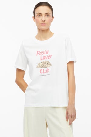 relaxed fit T-shirt met print - wit