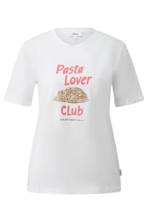 relaxed fit T-shirt met print - wit