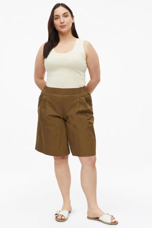 wide leg bermuda short met plooien Plus Size - bruin