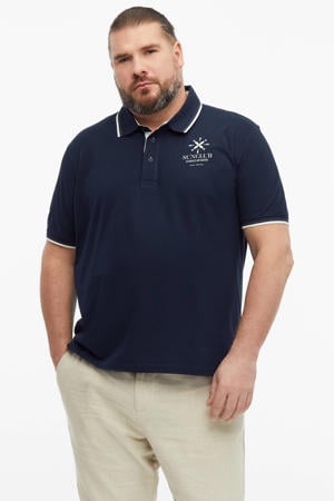 regular fit polo met print - blauwzwart