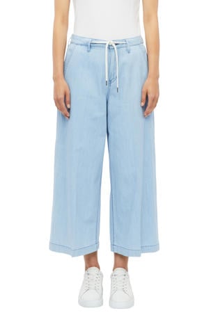 high waist cropped wide leg jeans - lichtblauw