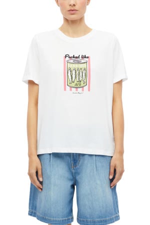relaxed fit T-shirt met print - wit