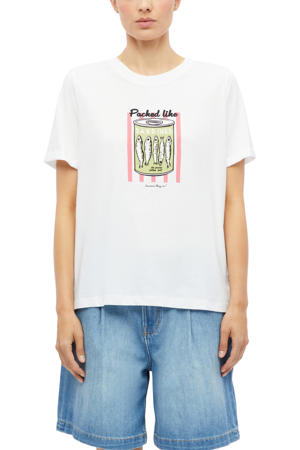 relaxed fit T-shirt met print - wit