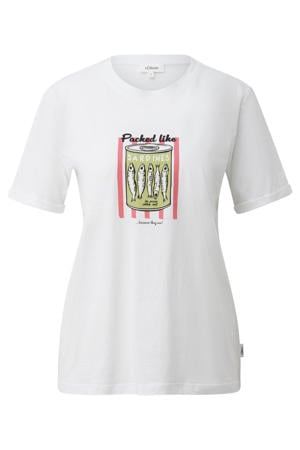 relaxed fit T-shirt met print - wit