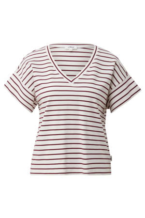 relaxed fit gestreept T-shirt - donkerrood
