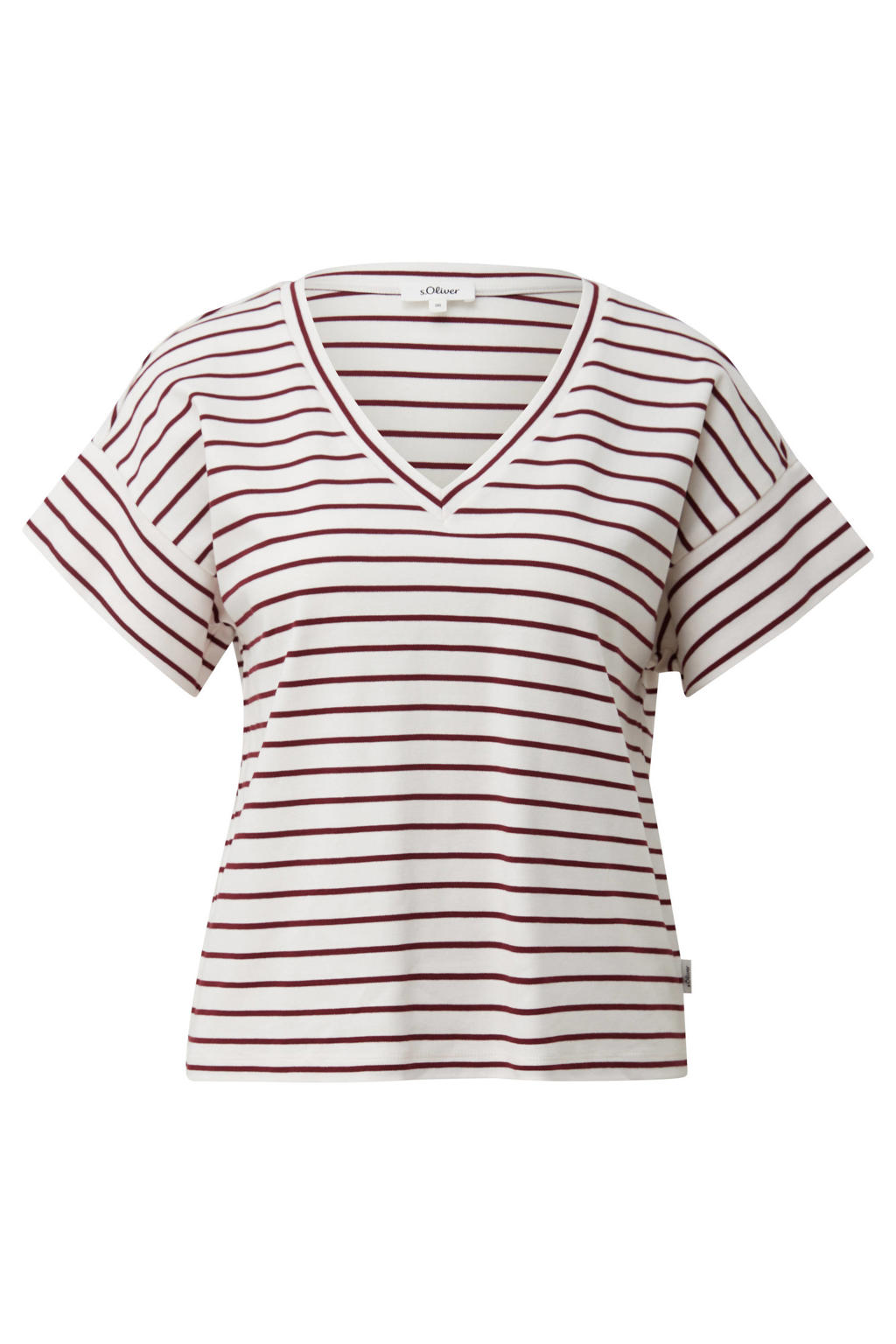 s.Oliver relaxed fit gestreept T-shirt - donkerrood