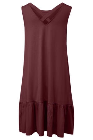 relaxed fit mini jurk - donkerrood