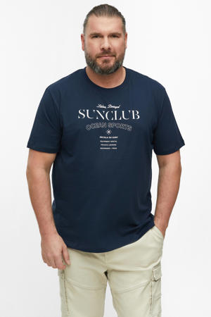 regular fit T-shirt met print - donkerblauw