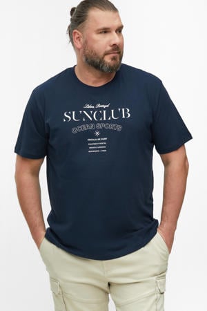 regular fit T-shirt met print - donkerblauw