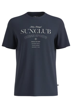 regular fit T-shirt met print - donkerblauw