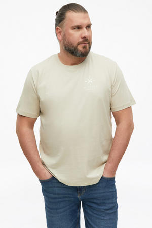 regular fit T-shirt met print - beige
