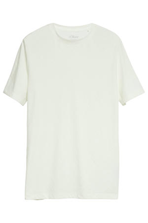 regular fit jacquard T-shirt met ronde hals - wit