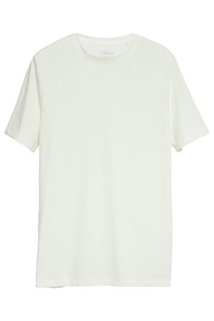 regular fit jacquard T-shirt met ronde hals - wit