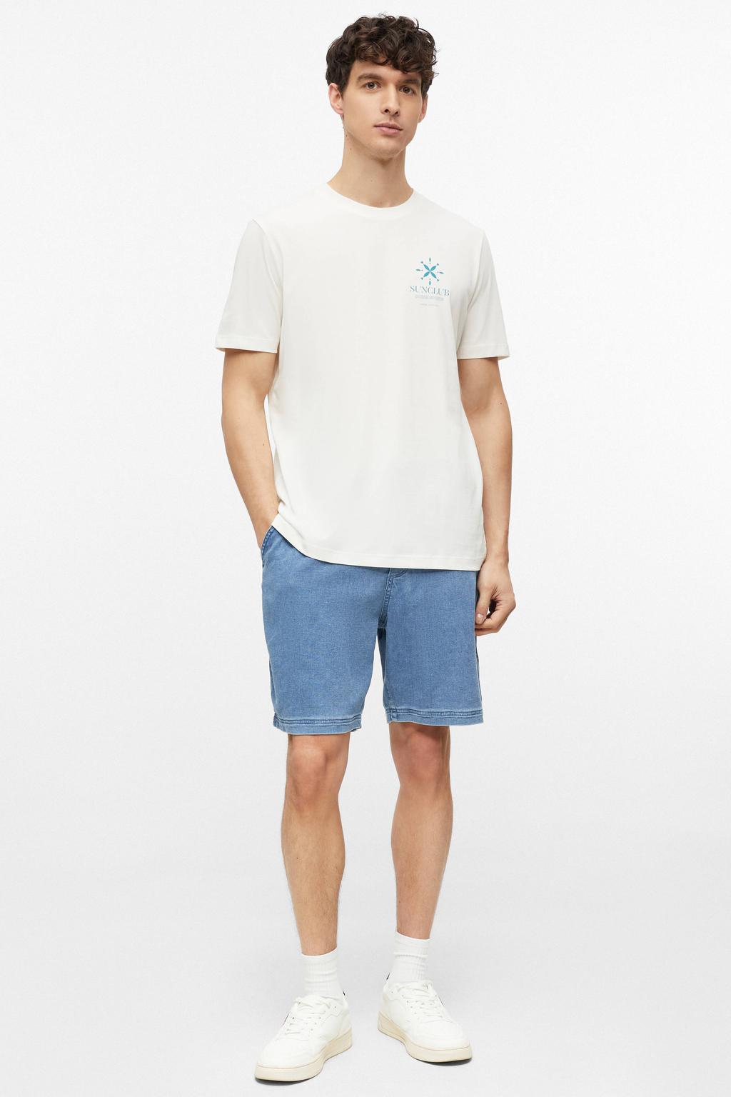 Witte heren s.Oliver regular fit T-shirt van katoen met korte mouwen en ronde hals