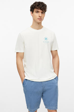 regular fit T-shirt met print - wit