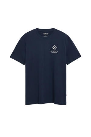 regular fit T-shirt met print - blauwzwart