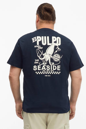 relaxed fit T-shirt met backprint - blauwzwart